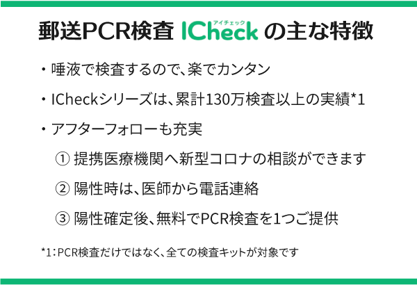 在宅でのPCR検査「ICheck」の特徴